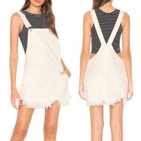 Free People Dresses & Skirts - Free People Torn Up Jumper Dress Skirt Overall White - Women's Size 4